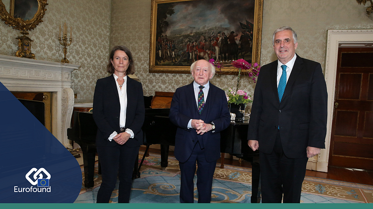 Maria Jepsen (left) and Ivailo Kalfin (right), photographed with President Higgins (centre) this morning. Photo © Maxwell Photography/President.ie