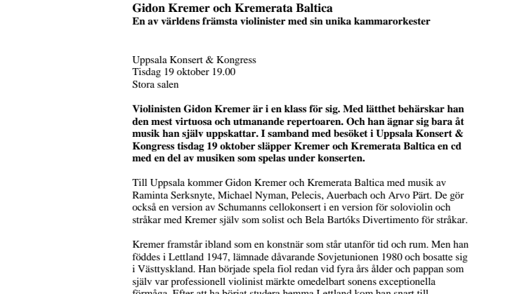 Gidon Kremer och Kremerata Baltica 