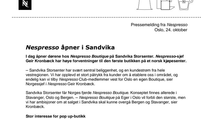 Nespresso Boutique åpner endelig på Sandvika Storsenter