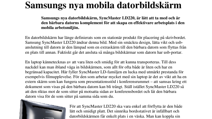 Samsungs nya mobila datorbildskärm