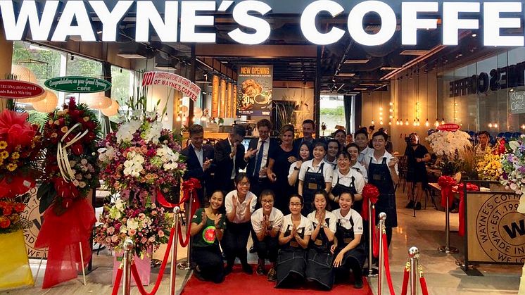 Grand opening av Wayne's Coffee i Ho Chi Minh, Vietnam