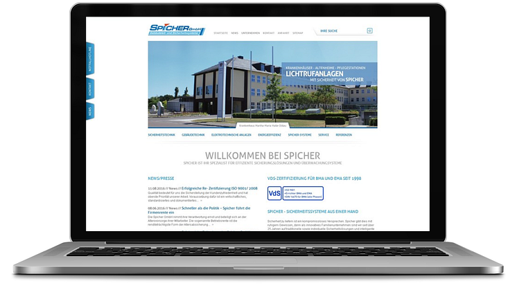 Screenshot: Webseite der Spicher GmbH Halle