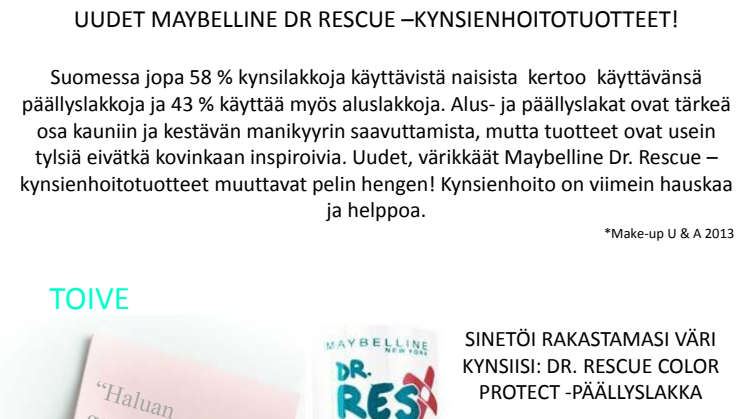 Uudet Maybelline Dr Rescue -kynsienhoitotuotteet