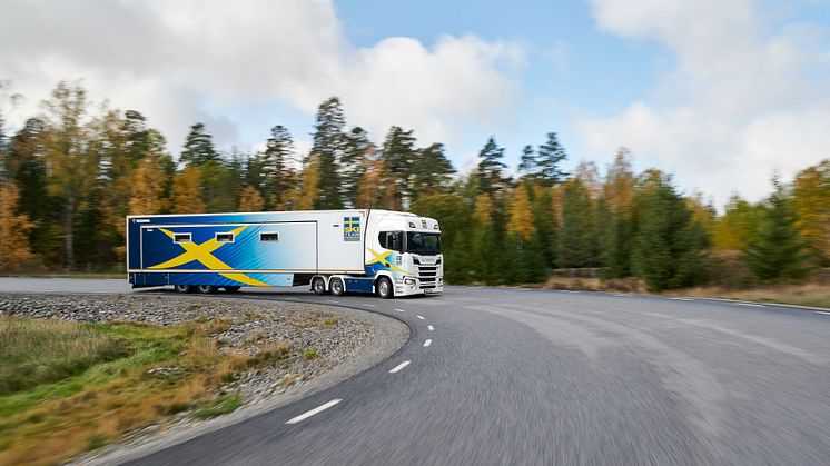 Ny dragbil från Scania till svenska längdlandslaget. Foto: Dan Boman, Scania