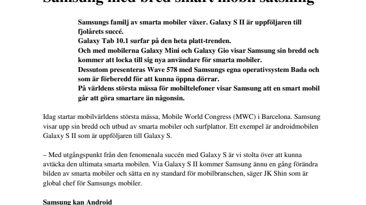 Samsung med bred smart mobil satsning