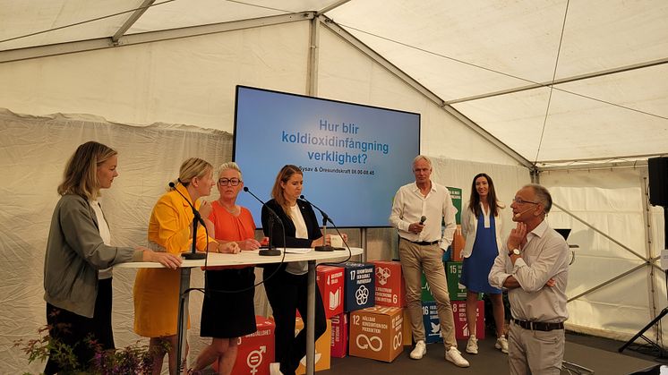 Malin Strand Fossilfritt Sverige, Karolina Unger KLIMPO, Monica Haider (S), Emma Wiesner EUP, Anders Östlund Öresundskraft och Malin Dahlroth Sysav. Moderator Jan Wifstrand