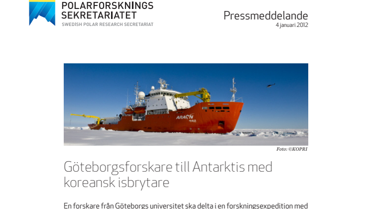 Göteborgsforskare till Antarktis med koreansk isbrytare