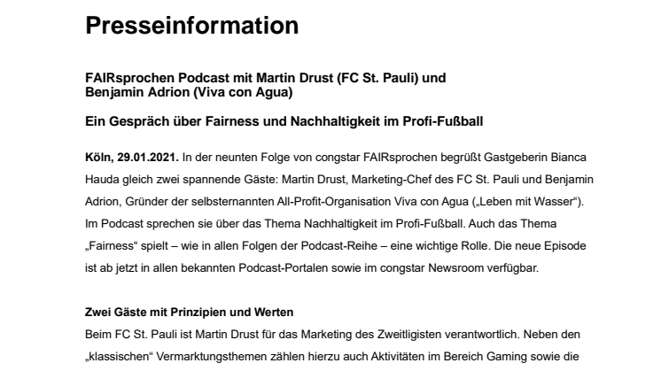 FAIRsprochen Podcast mit Martin Drust (FC St. Pauli) und Benjamin Adrion (Viva con Agua)