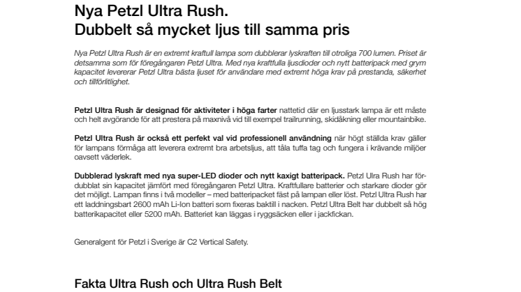 Nya Petzl Ultra Rush. Dubbelt så mycket ljus till samma pris