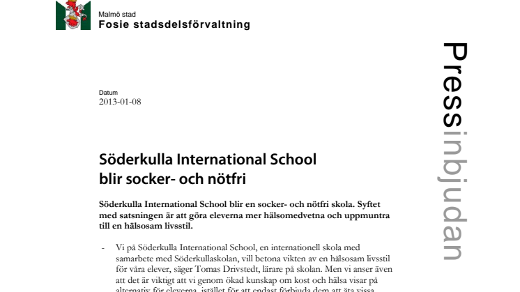 Söderkulla International School blir socker- och nötfri