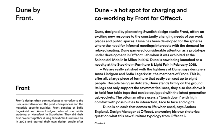 ​Dune - a hot spot for charging and co-working by Front for Offecct.