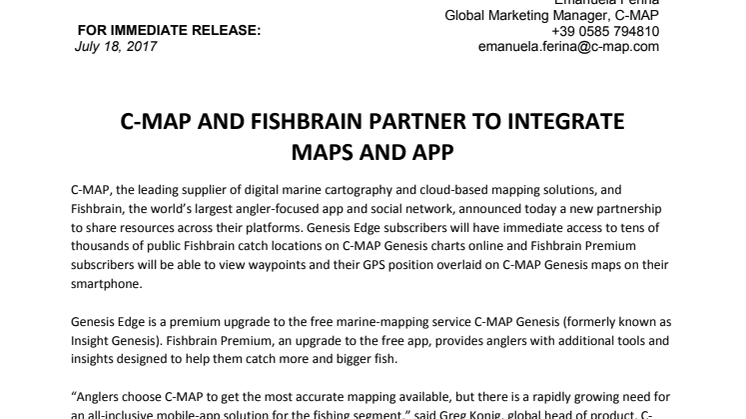 C-MAP and Fishbrain Partner to Integrate Maps and App