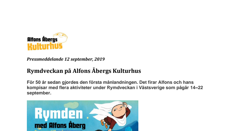 Rymdveckan på Alfons Åbergs Kulturhus 