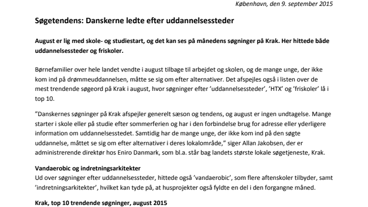 Søgetendens: Danskerne ledte efter uddannelsessteder
