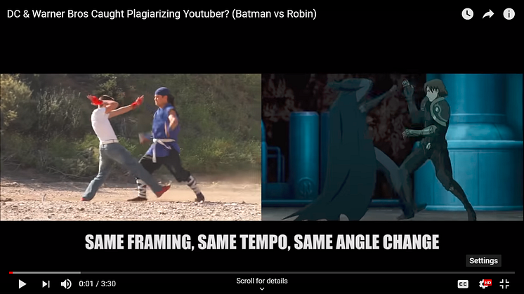 A screen grab of Brock's video about the similarities between Slug Street Scrappers and Batman vs Robin