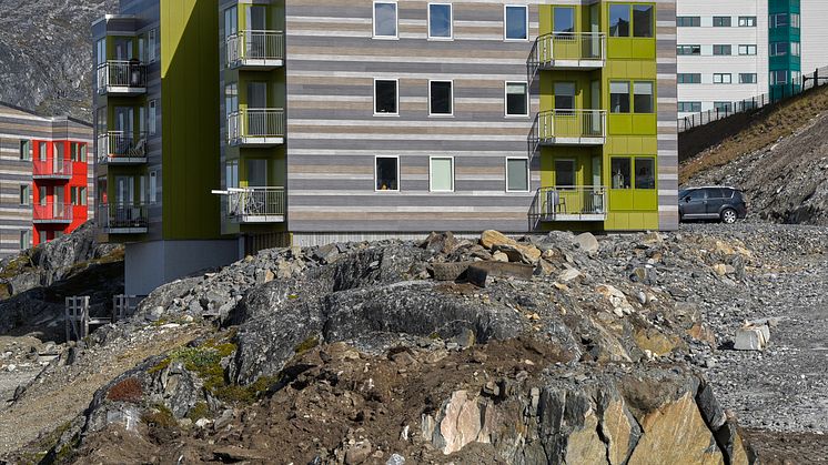 Det nya bostadsområdet i Pinguaraq på Grönland.