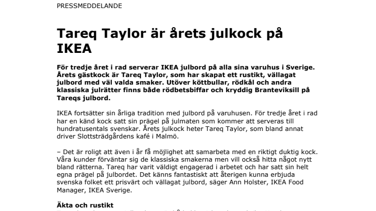 Tareq Taylor är årets julkock på IKEA
