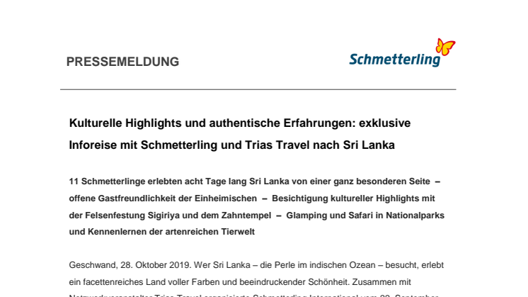 Kulturelle Highlights und authentische Erfahrungen: exklusive Inforeise mit Schmetterling und Trias Travel nach Sri Lanka