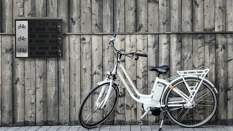 Ovan ser man exempel på en modell av skåp för laddning och säker förvaring av batterier till El-cyklar