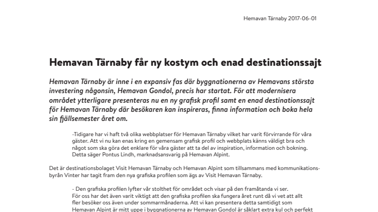 Hemavan Tärnaby får ny kostym och enad destinationssajt