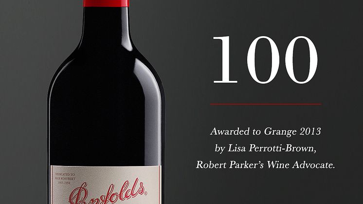 100 poäng till Penfolds Grange 2013 i Robert Parker's Wine Advocate!