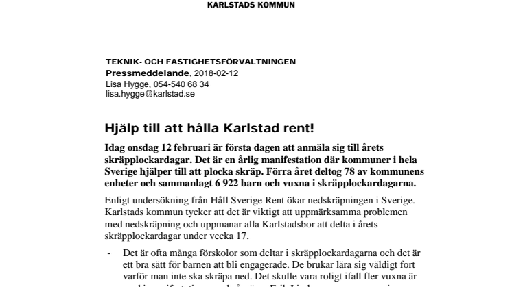 Hjälp till att hålla Karlstad rent!