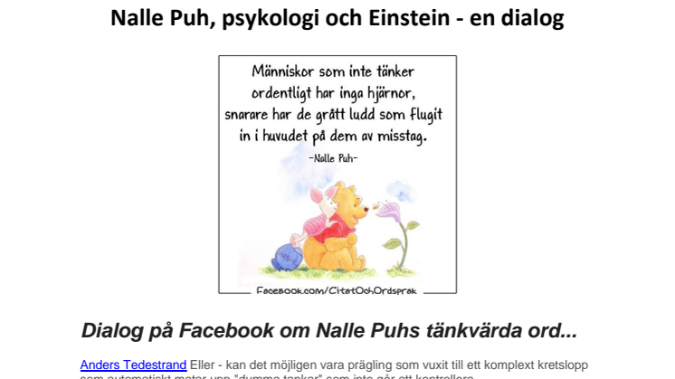 Nalle Puh, psykologi och Einstein - en dialog.