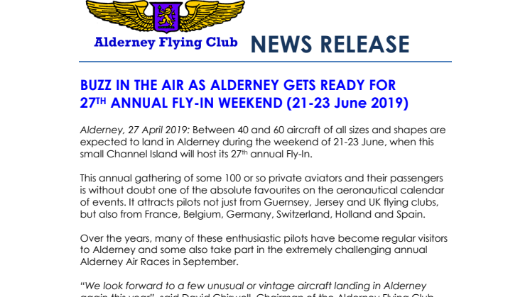Buzz in the air as Alderney gets ready for the annual Fly-In 