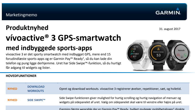 Garmin vívoactive® 3 GPS-smartwatch med indbyggede sports-apps