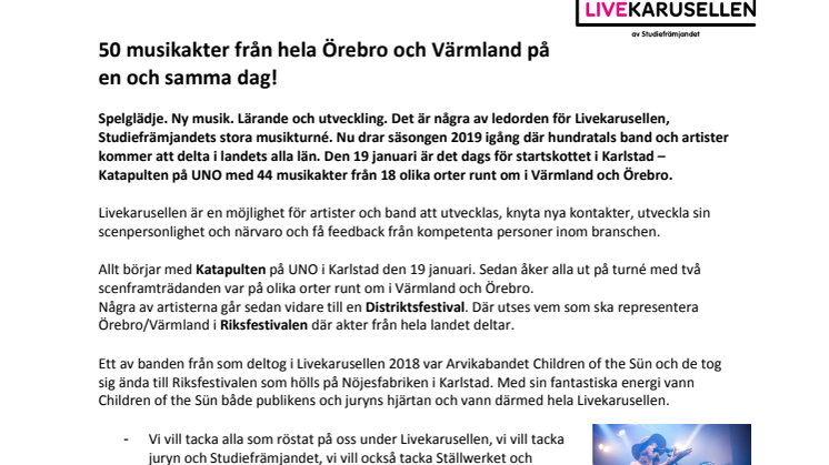 50 musikakter från hela Örebro och Värmland på en och samma dag! 