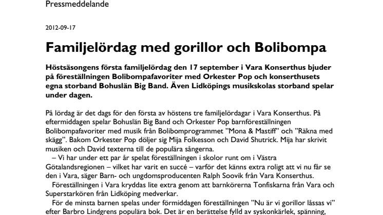 Familjelördag med gorillor och Bolibompa