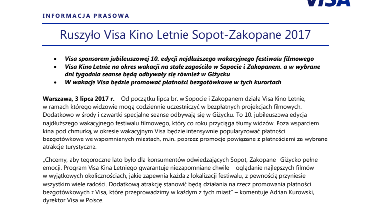 Ruszyło Visa Kino Letnie Sopot-Zakopane 2017