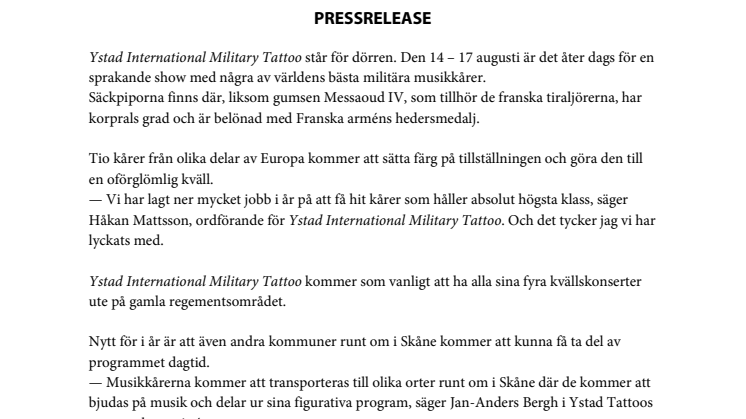 Ystad International Military Tattoo 14-17 augusti 2013