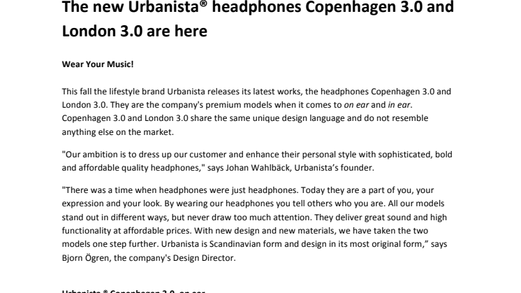 The new Urbanista® headphones Copenhagen 3.0 and London 3.0 are here