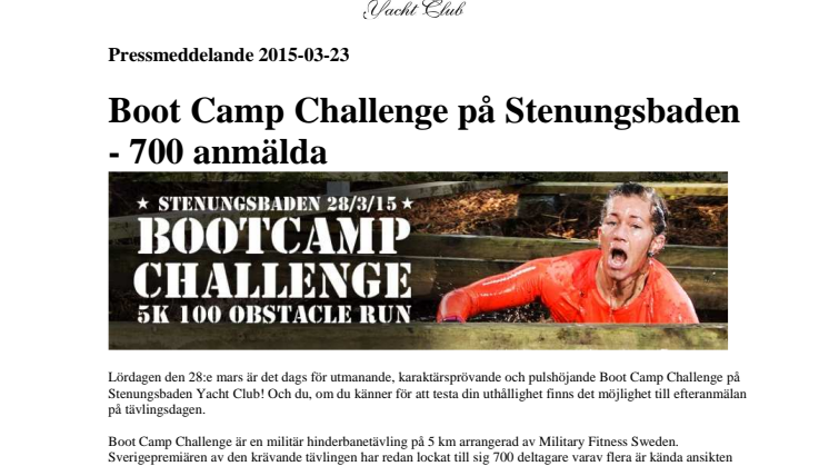 Boot Camp Challenge på Stenungsbaden Yacht Club  - 700 anmälda