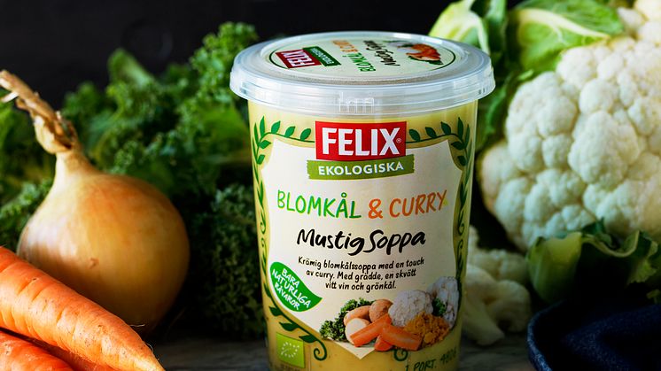Ekologisk blomkålssoppa följer upp succén med mustiga soppor från Felix