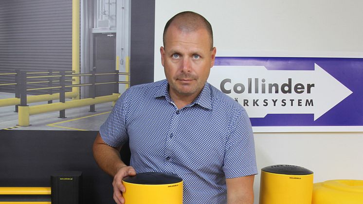 Christian Winberg, produktansvarig för Flex Impact hos Collinder Märksystem, här med Flex Impact