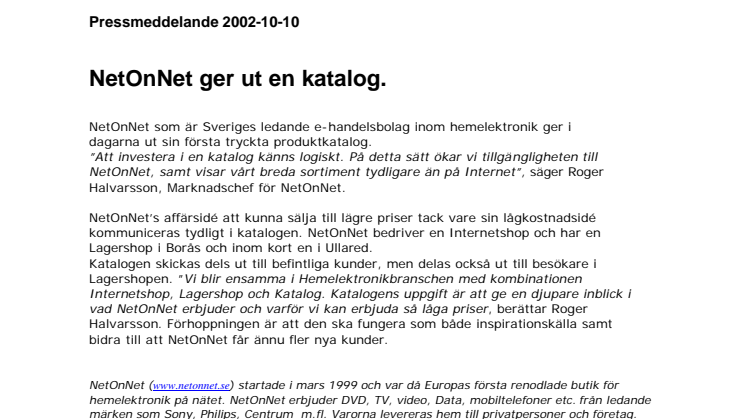 NetOnNet ger ut en katalog