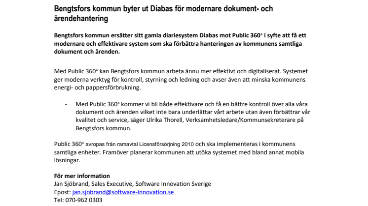Bengtsfors kommun byter ut Diabas för modernare dokument- och ärendehantering