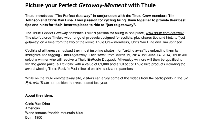 Picture your Perfect Getaway-Moment with Thule