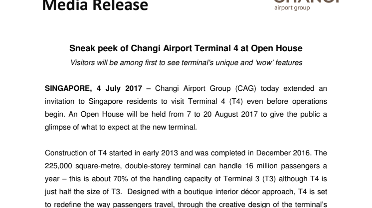 Sneak Peek of  Changi Airport Terminal 4 at Open House