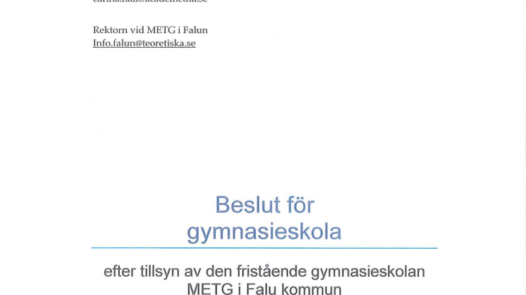 Det kom ett mail till Mikael Elias Gymnasium i Falun