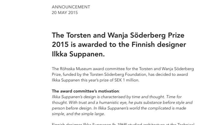 Announcement Ilkka Suppanen. 