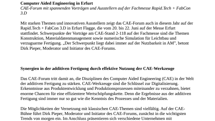 Computer Aided Engineering in Erfurt