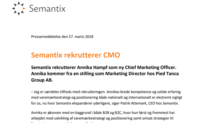 Semantix rekrutterer CMO