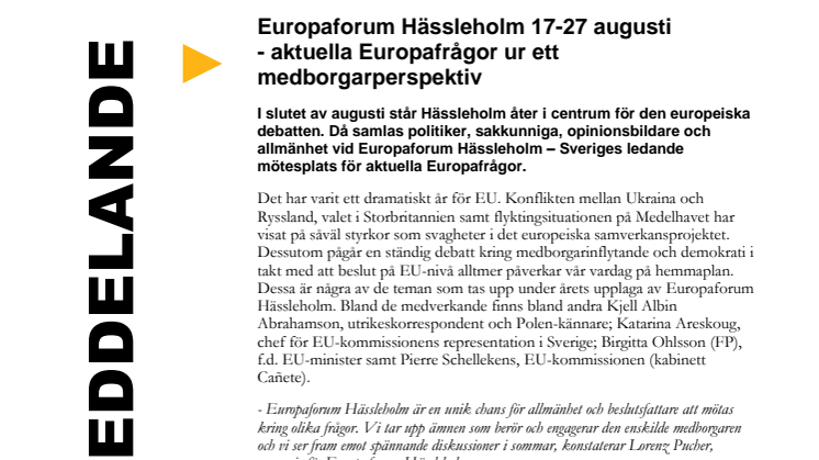 Europaforum Hässleholm 2015 - Aktuella Europafrågor ur ett medborgarperspektiv
