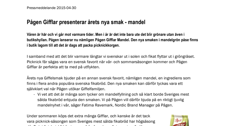 Pågen Gifflar presenterar årets nya smak - mandel