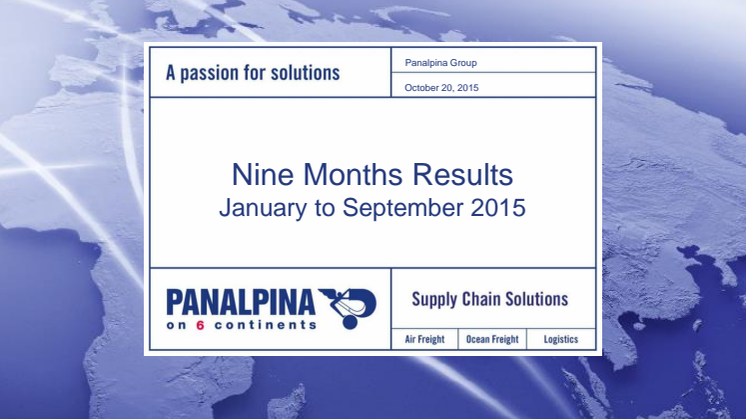 Nine Months Results 2015 – Investor Presentation