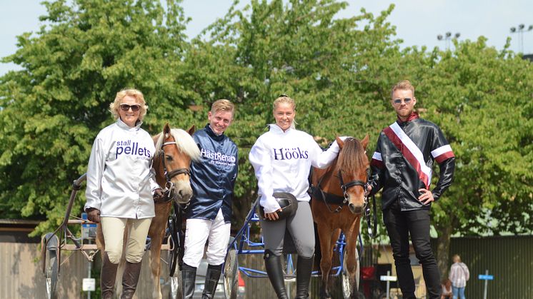 Maria Gretzer, Fredrik Janetzky,  Klara Hammarström och Adrian Kolgjini tävlar i Hästarnas Mästare på Jägersro på fredag. 