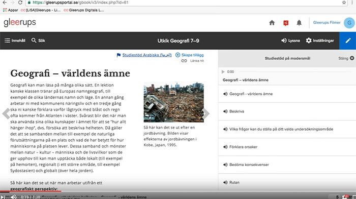 ​Studiestöd på arabiska i Gleerups digitala läromedel –stöd till nyanlända elever